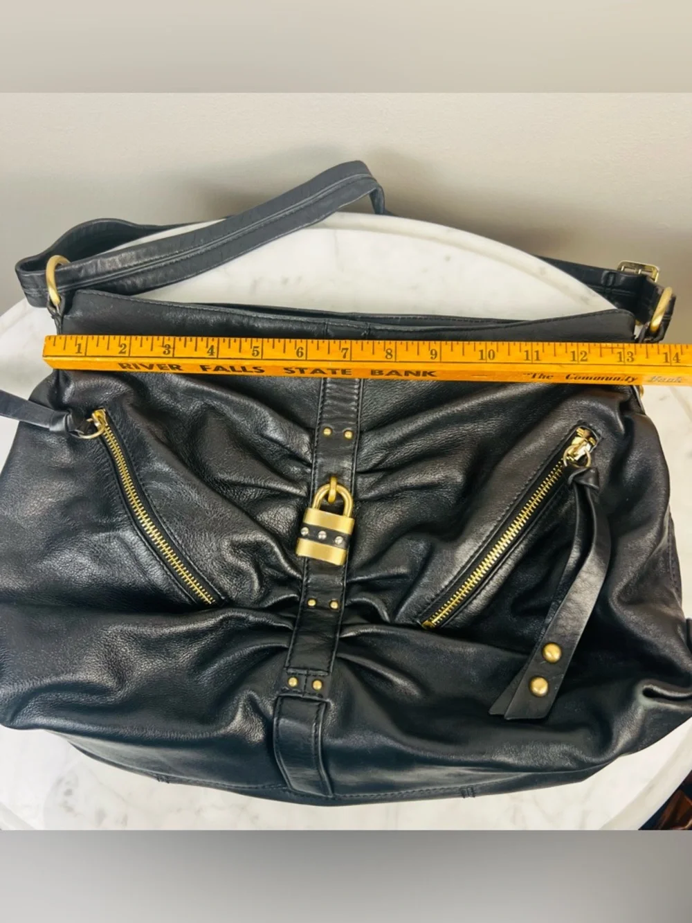 Steven by Steve Madden Black Leather Shoulder Bag – Hobo / Satchel Style - Picture 14 of 15